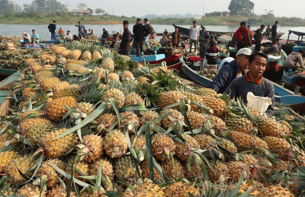 Seasonal fruit buying and selling festival at Samata Ghat in Rangamati