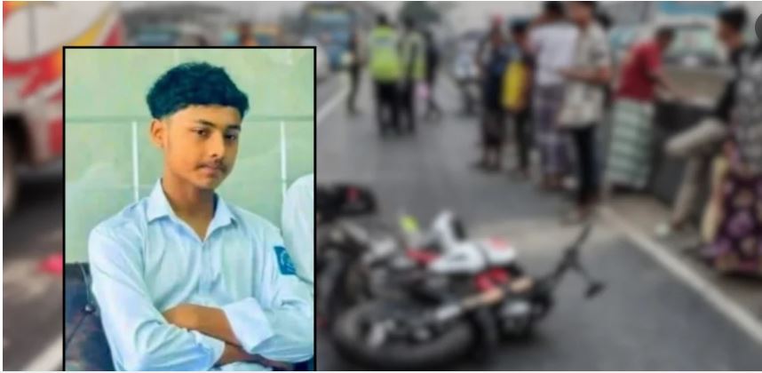 School student killed, two friends injured while touring Jaflong on a motorcycle.