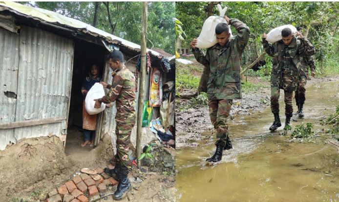 Army continues humanitarian assistance in flood-hit areas in Ctg